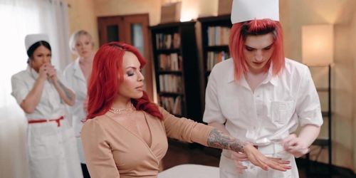 Busty Milf Having Hot Sex With These Naughty Transgender Nurses