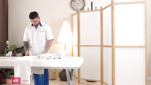 Flexible Redhead Babe Enjoys Double Penetration After Massage   Double Penetration (double Fuck)