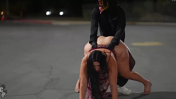 Phat Assed Brunette BBW Alex Blair Goes Nuts In The City At Night, Having Fun With Gibby The Clown