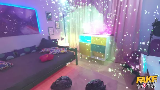 Goth Mia Trejsi And Blonde Kaira Kampen In FFM Threesome   Fake Hostel