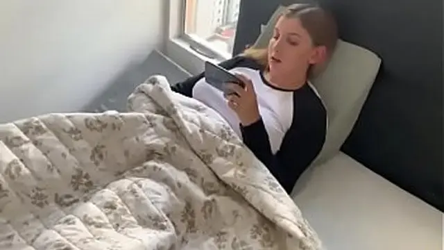 Busty Step Sister Gets Caught Watching Porn By Brother And He Helps Her Out