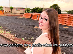 Cute Nerdy Bootylicious Latina Chick Asked Her Step Bro To Fuck Her Hard In Both Holes After The Gym