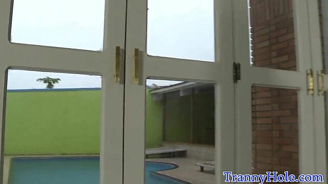 Latina Shemale Gets Pounded Hard With A Messy Cumshower