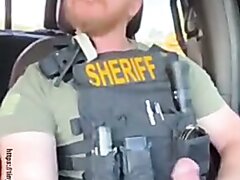 Sheriff Jerking Big Cock & Cumming Inside Patrol Car   Video 2
