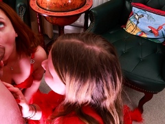 Blonde And Redhead Lingerie Pov Blowjob With Facial