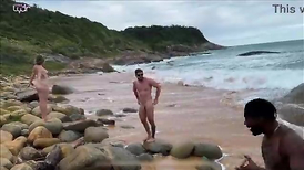 Couple On A Nudist Beach Has Fucky-fucky Outdoors With Dark-hued Fellow Marlon Costa – Utter Fury On RED