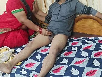 Desi Indian Guy Caught Stroking By His Acquaintance’s MILF Mommy & She Asks Him To Please Doggy Style